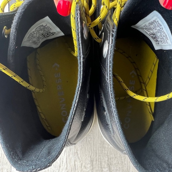 Converse, Chuck Taylor All Star HI Leather Mens Size 11, Black/Bold Citron/Egret - Picture 6 of 9